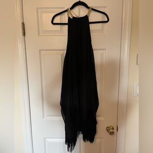 Never Worn Michael Kors Black Dress with Fringe Bottom; Gold Chain Accent